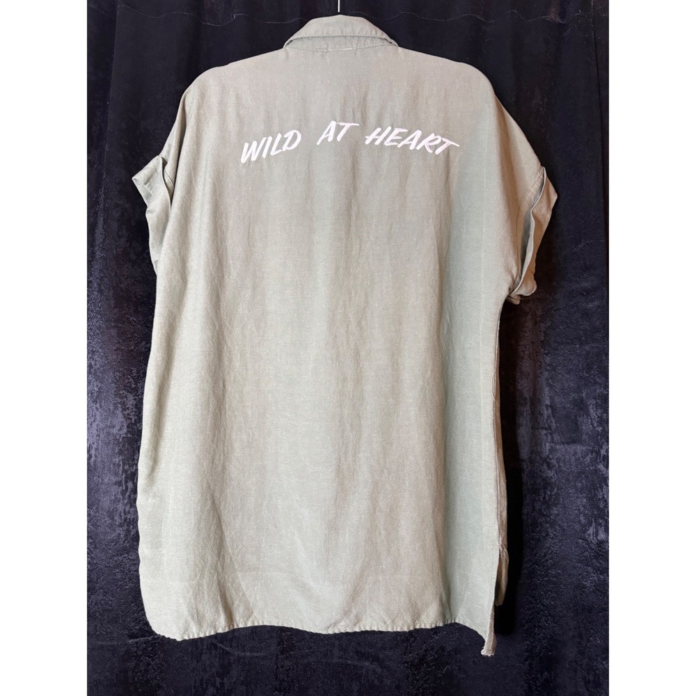 By Together Wild At Heart Sage Green Ramie Rayon Button Down Shirt Large